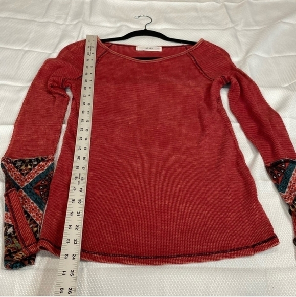Able Garment Dye Printed Thermal Top USA Made Women's Medium M Rust Red Cute EUC - Picture 3 of 7